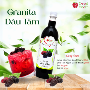 Granita dâu tằm Good Heart, sản phẩm dâu tằm ngâm và syrup dâu tằm dùng pha chế trà trái cây và soda.